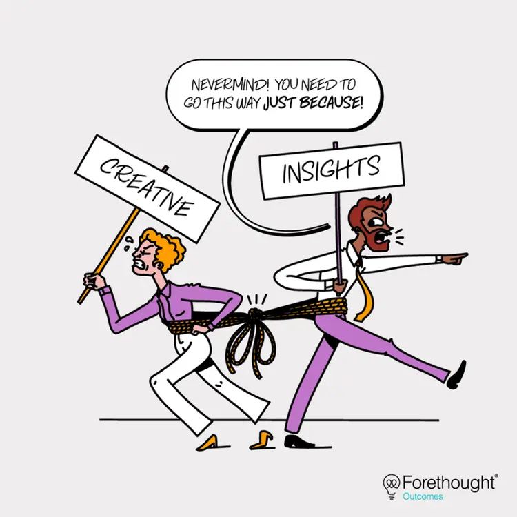 comic displaying tension between creative and insights teams