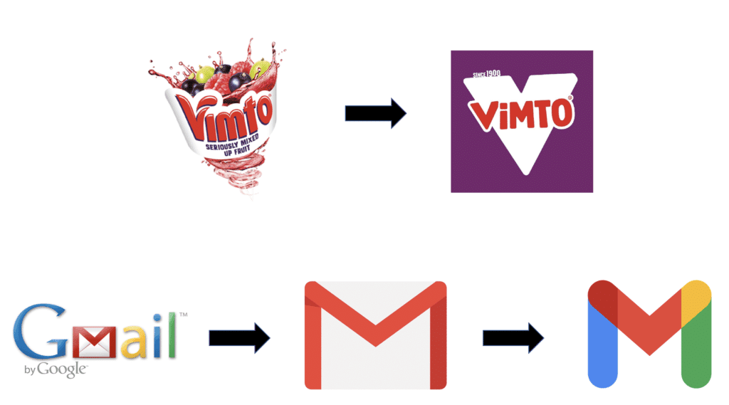 vimto and gmail logos