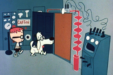 Peabody and Sherman entering the WABAC Machine